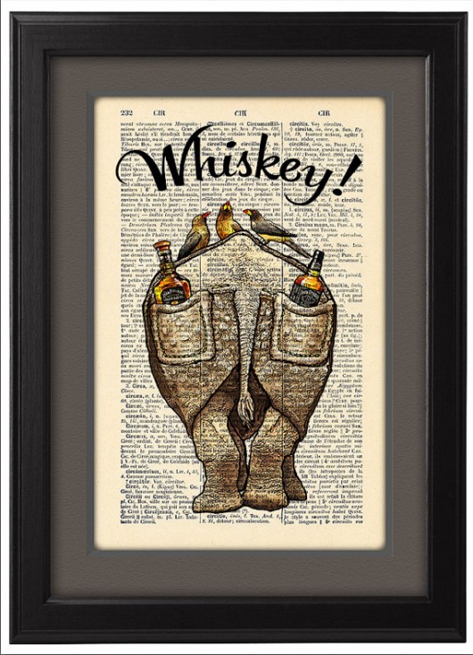 Plakat, grafika, ilustracja, nosorożec, whiskey nkcraftstudio
