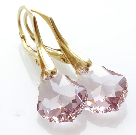 kryształ Swarovski baroque w złocie - pudrowy róż mellody