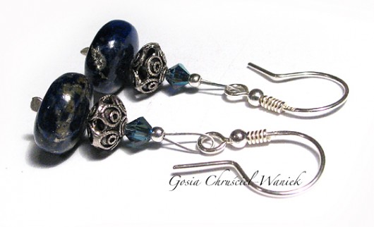 LAPIS LAZULI, SREBRO I kryształ SWAROVSKI Gosia Chruściel-Waniek