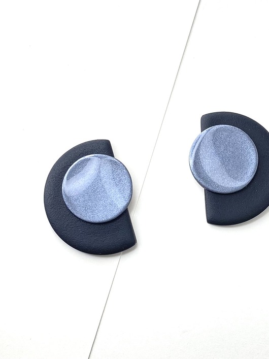 kolczyki z masy plastycznej Kolczyki geometryczne sztyfty HALF