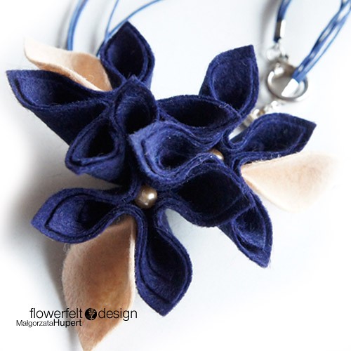 Navy Blue with Gold FlowerFelt Design