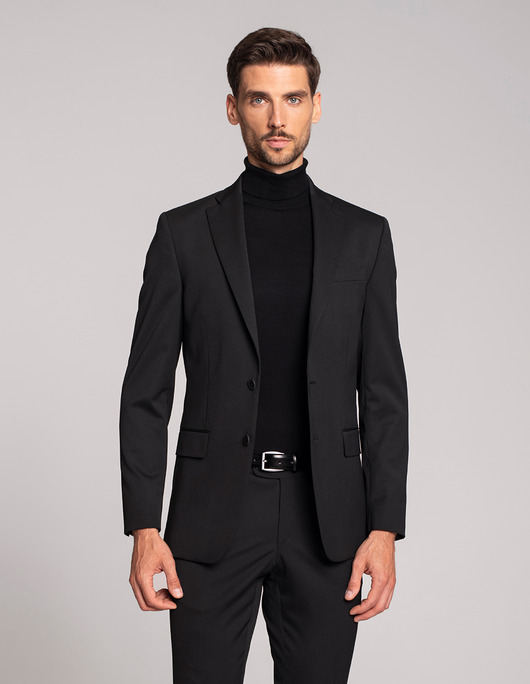 marynarki męskie Marynarka garniturowa pellezzano czarny slim fit