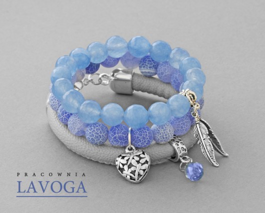 Blue agat & gray strap set. Lavoga