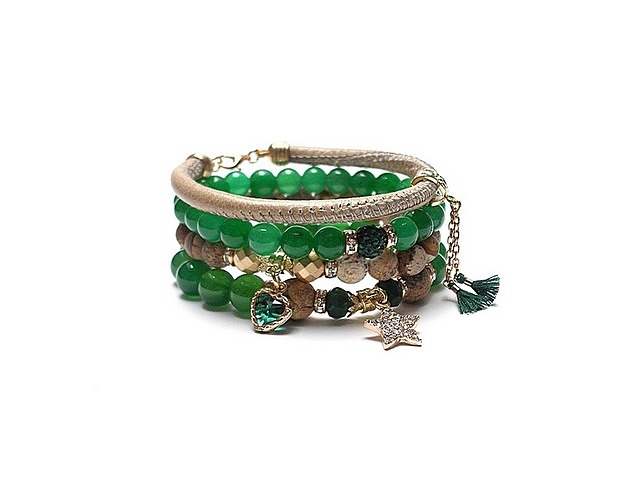bransoletki z kamieni naturalnych Emerald and  sand vol. 5 /02.01.22/ -  set