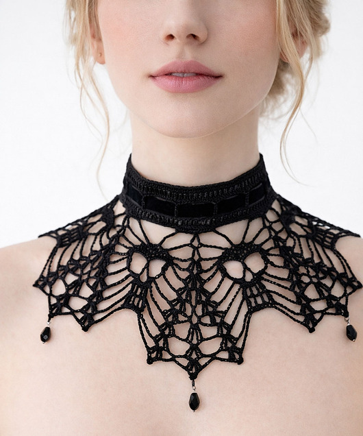 chokery Koronkowy naszyjnik gotycki czaszki
