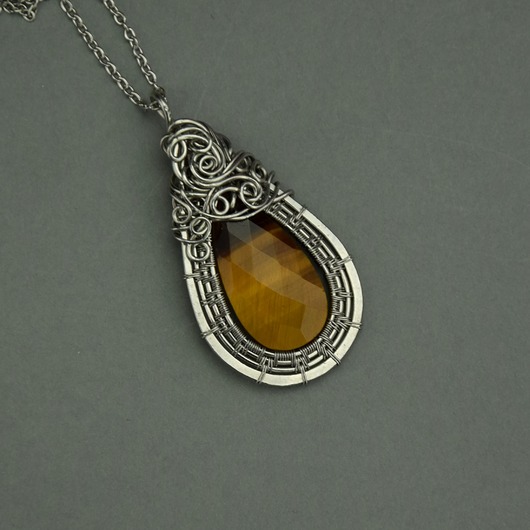 wisiory Wisiorek tygrysie oko wire wrapping