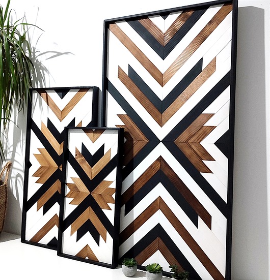 obrazy Drewniany Obraz 3D mozaika AZTEC