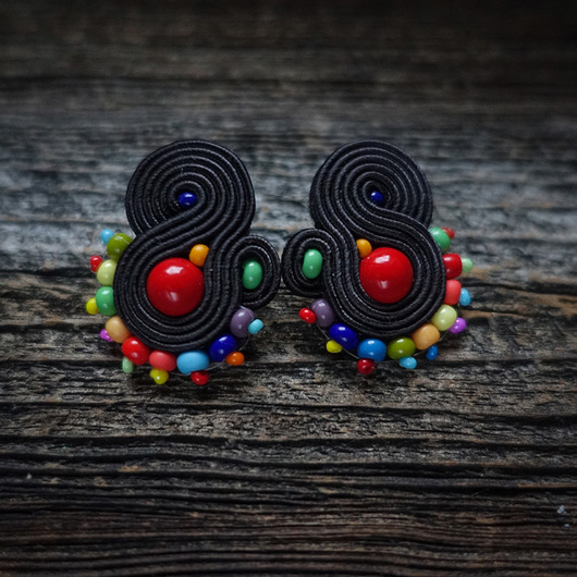 kolczyki soutache Kolorowe Lentinki- kolczyki soutache
