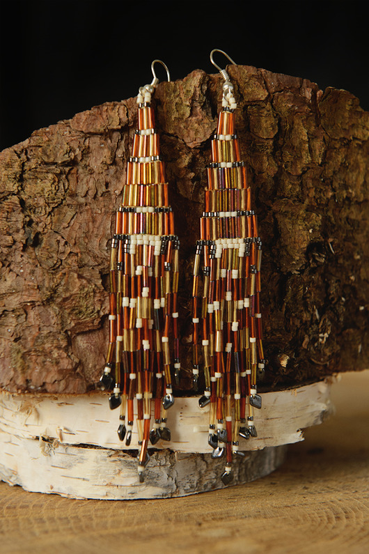 kolczyki szklane Boho Fringe