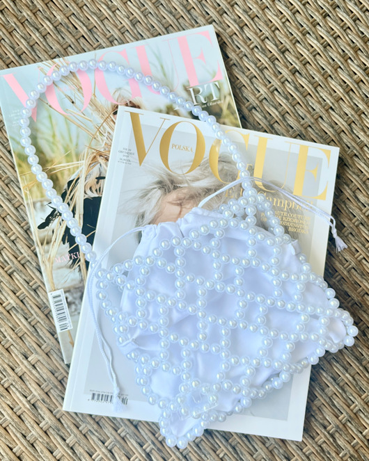 torby na ramię EMMA Pearl/White torebka z koralików