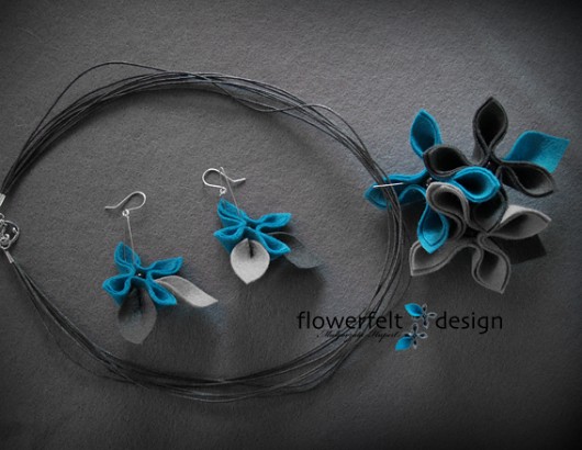 szaroturkusowy FlowerFelt Design