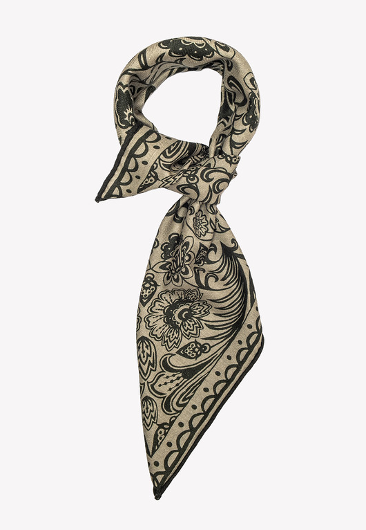 apaszki Apaszka wełna z jedwabiem z roślinnym wzorem 65x65 cm