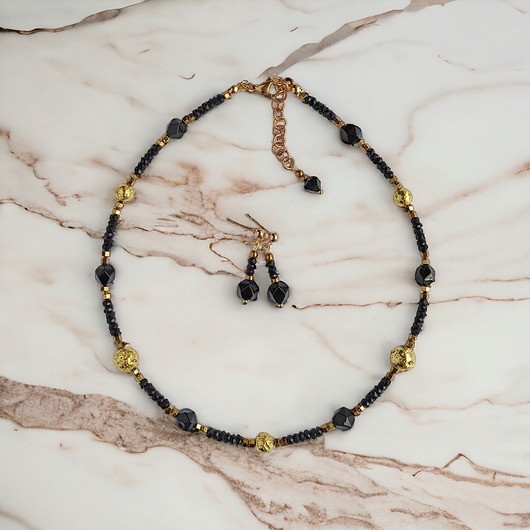 komplet biżuterii KOMPLET naszyjnik i kolczyki GLAM : krótki naszyjnik choker