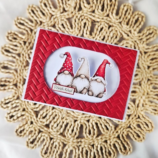 kartki świąteczne Kartka bożonarodzeniowa z gnomami na dystansie