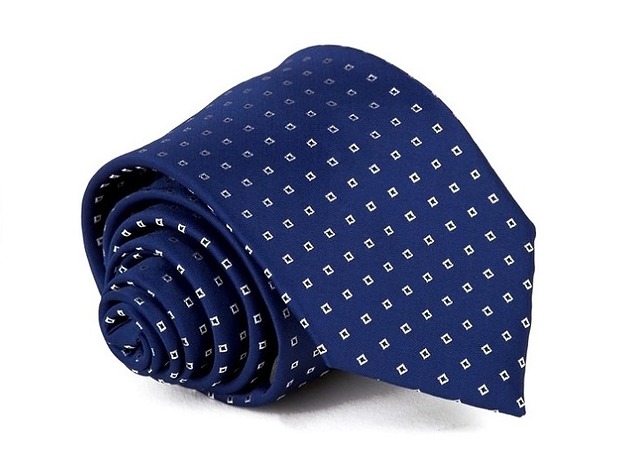 Krawat Męski Elegancki niebieski granatowy kratka AKADEMIA STYLU