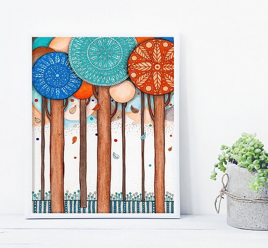 grafiki i ilustracje Kolorowe drzewa 40x50