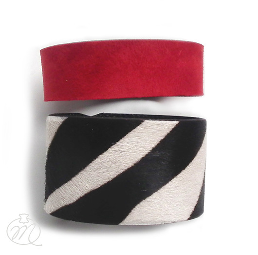 Komplet dwóch bransolet skórzanych zebra red Mikashka