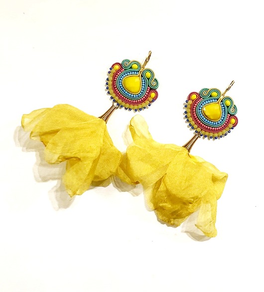 kolczyki soutache Sutaszowe kolczyki METEORA yellow