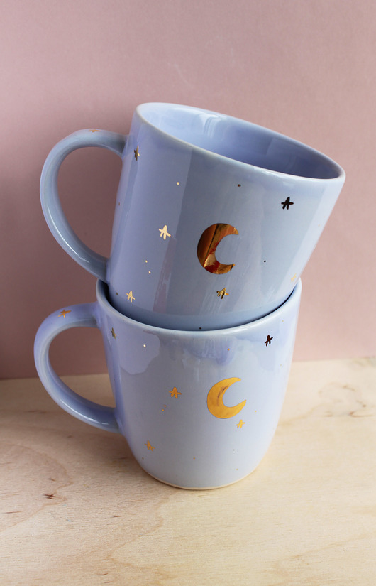 Ceramiczny kubek z uchem lawendowy ELEMTHEBRAND