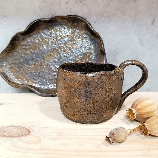 kubki Kubek ceramiczny Stare złoto, unikat