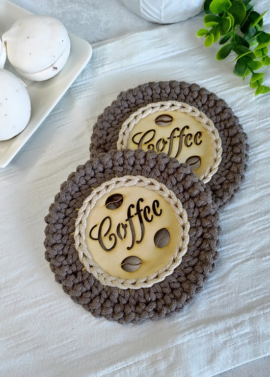 podkładki do kuchni Zestaw podstawek pod kubek, Podkładka drewniana, Prezent dla kawosza