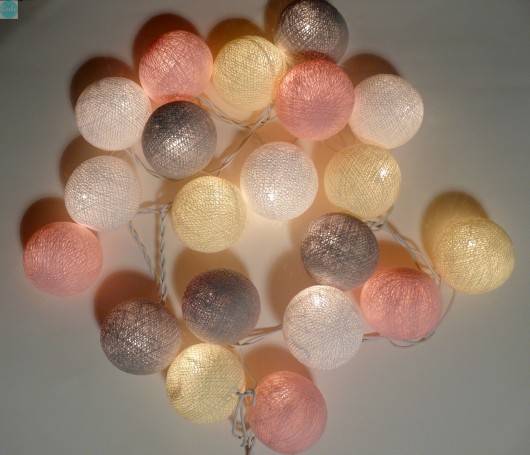 Qule Lampki Cotton Balls Delikatne Pastele 35 qule