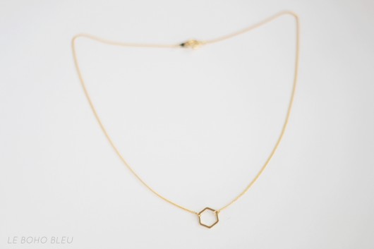 Gold Plated Tiny Hexagon Necklace Le Boho Bleu