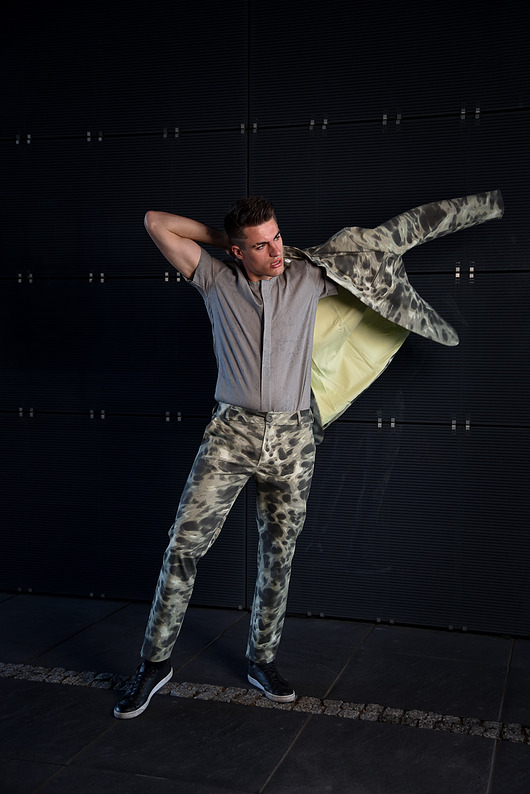 spodnie męskie Bawełniane męskie spodnie w nadruk moro