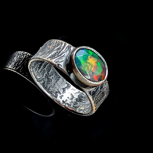 pierścionki srebrne Pierścionek Czarny opal r. 13