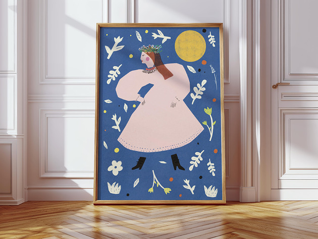 plakaty Plakat Folk wersja niebieska