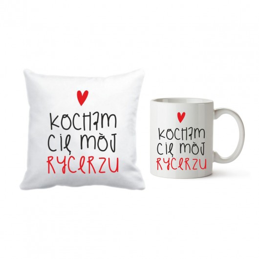 zestaw. kubek i poszewka. kocham Cię Rycerzu Love Life and Forest