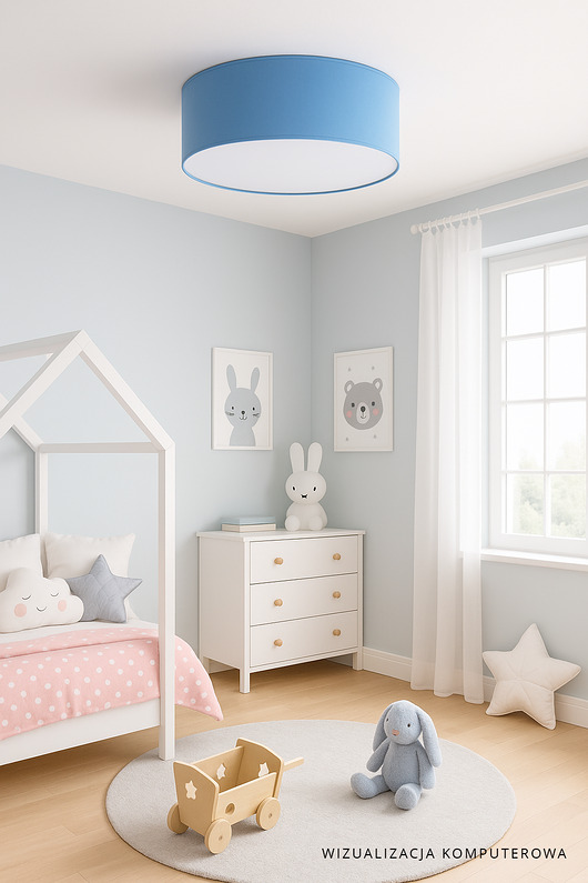 lampy do pokoju dziecka Niebieska lampa sufitowa dla dzieci z abażurem o średnicy 50 cm DUBAJ KIDS