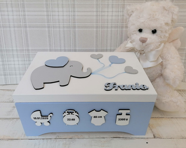 pokój dziecka - różne Pudełko XXL -  Słonik szary