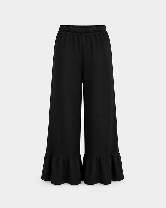 spodnie materiałowe damskie Spodnie Blush black boucl
