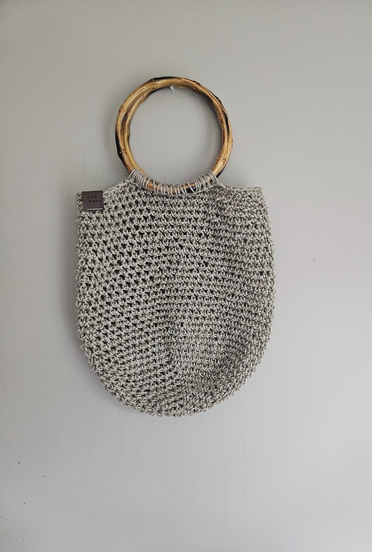 torebki do ręki Lniana torba z bambusowymi rączkami