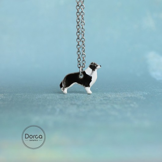 Border collie mini zawieszka- ceramika Dorca