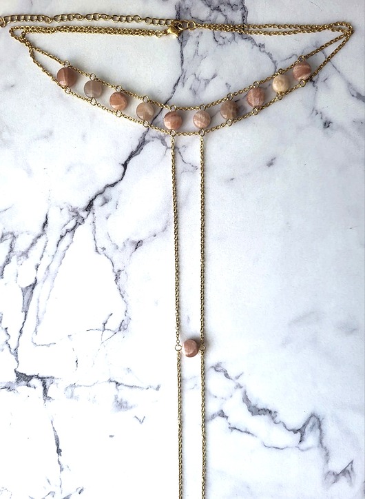 złote naszyjniki Łańcuszek na ciało Chic Choker  Elegance - onyks