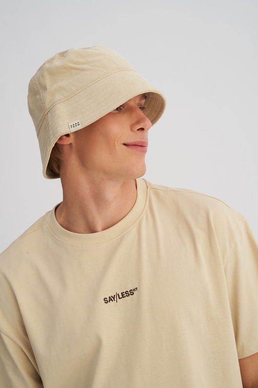czapki i kapelusze męskie Sztruksowy kapelusz bucket piaskowy