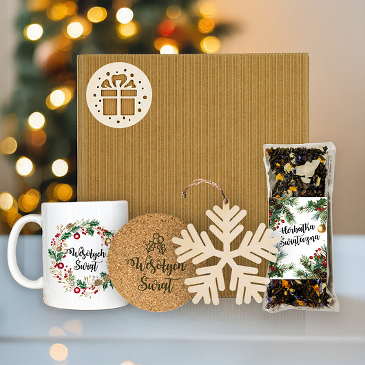 akcesoria różne Zestaw prezentowy PREZENT NA ŚWIĘTA Kubek Herbata Uniwersalny Box Świąteczny