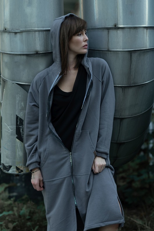 bluza z kapturem damska Bluza Carbon Grafit
