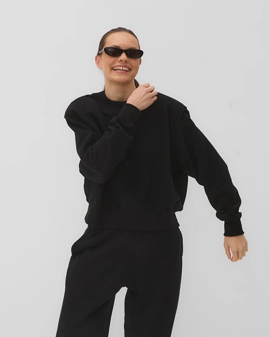 bluza bez kaptura damska Czarna bluza z bawełny Witch poduchy