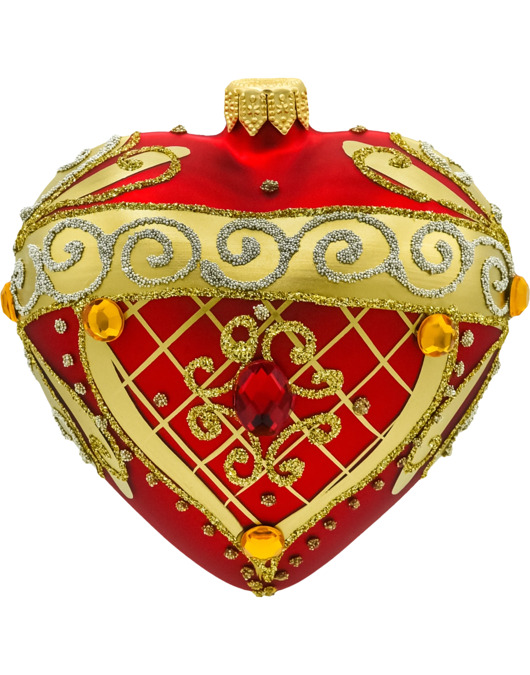 ozdoby choinkowe Bombka choinkowa: Serce ze złotymi zdobieniami i kryształkami: czerwone