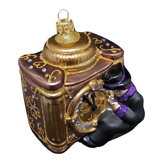 bombki Ręcznie malowana bombka szklana chłopiec przy zegarze