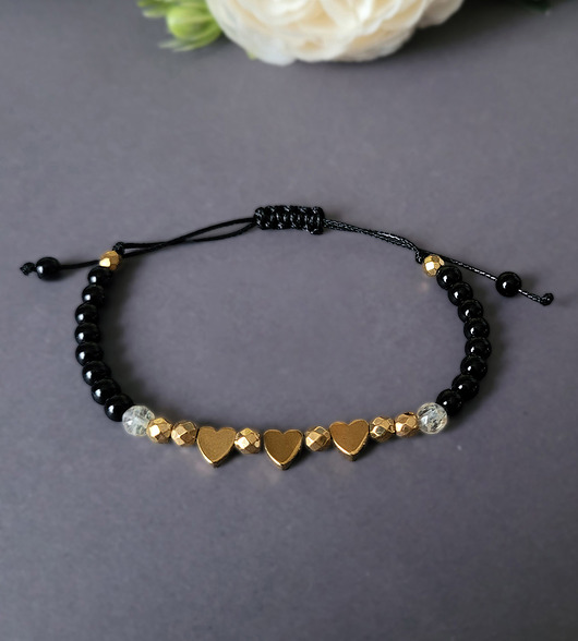 bransoletki z kamieni naturalnych Szczęście i obfitość- z sercem, Cytryn i Onyks