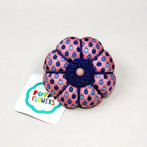 Broszka Puffy Flowers - jedwabna w różu  Inpamo