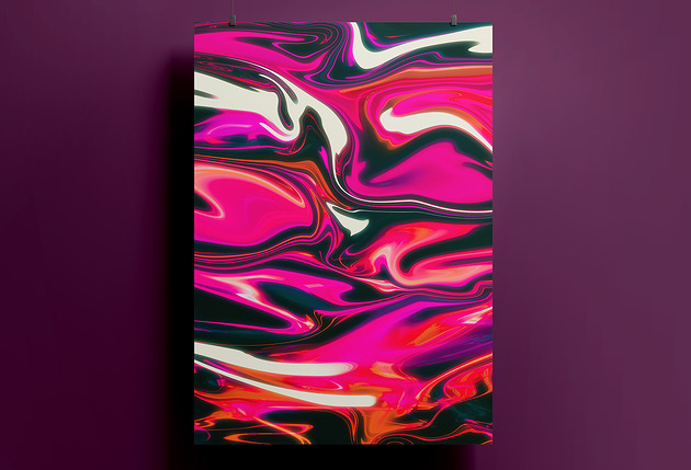 grafiki i ilustracje Plakat - abstrakcja - Abstract neon pink -  A4 lub 30x40