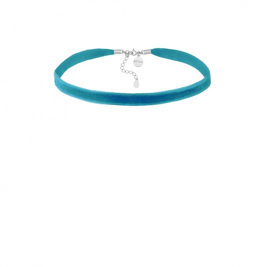 Ciemnoturkusowy aksamitny choker z zapięciem SOTHO