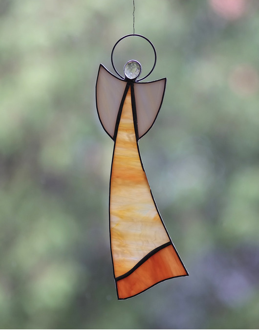 Anioł pomarańczowy witrażowy BeArt Handmade