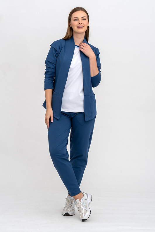 komplety damskie Komplet Marynarka+Spodnie denim