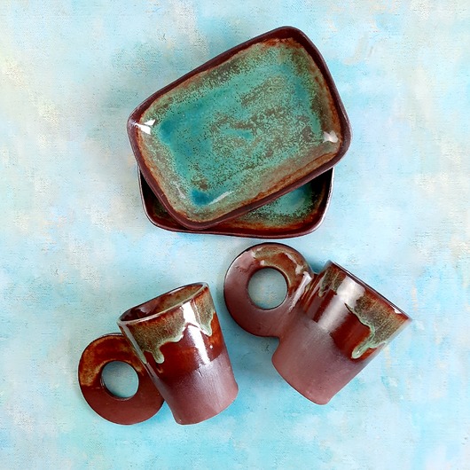 filiżanki Dwie ręcznie robione eramiczne filizanki do double espresso